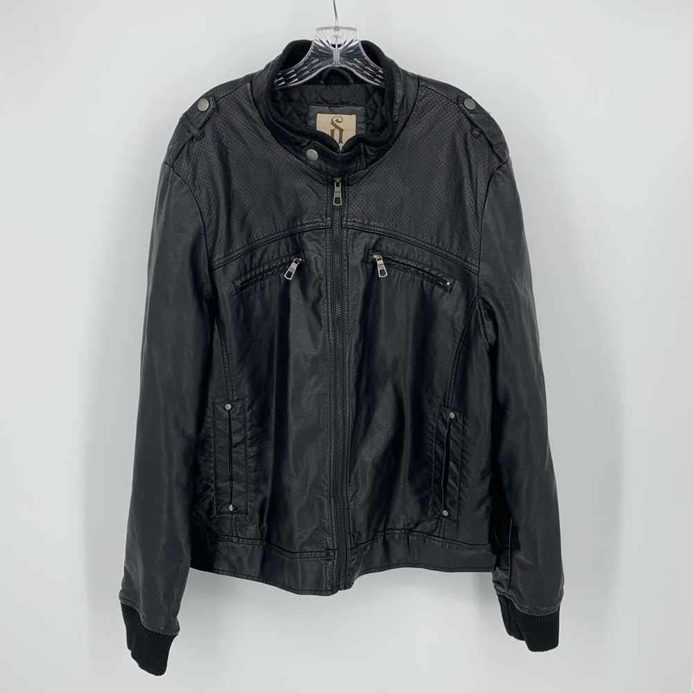 Decree Men’s Faux Leather Black Jacket.